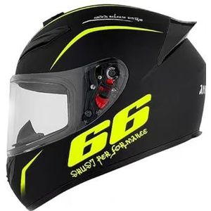 Full Face Motorhelm met Dubbele Achtervleugels DOT Gecertificeerd - Lichtgewicht en Duurzame Volwassen Motorfiets Straat Fietshelm (M)(Sub-black 66,Small)