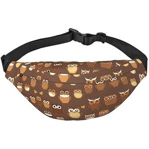 Waterdichte polyester heuptas met - lichtgewicht en duurzame crossbody-tas voor mannen en vrouwen schattig varken, Schattige bruine cartoon uil, Eén maat