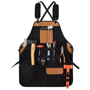 HTYHZIMS Gereedschapsschort verdikt canvas schort resistent vuil bestendig outdoor camping werkkleding voor tuinieren, doe-het-zelf, houtwerk, Noir, 75x60cm