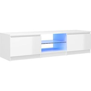 vidaXL Tv-meubel met LED-verlichting 140x40x35,5 cm hoogglans wit