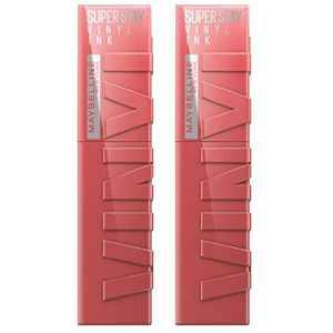 Maybelline New York SuperStay Vinyl Ink Lippenstift Kleur 35 Cheeky Briljante en Heldere Vinyl Effect Lipstick met Tot 16h Formule Zonder Overdracht - 2 Lippenstiften