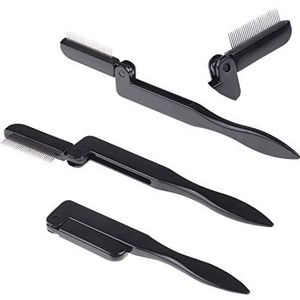 Folding eyelash comb, foldable mascara separator with stainless steel teeth recommended for eyelash extensions