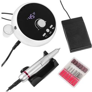 Professionele manicure boormachine 45000 RPM elektrische nagelboormachine Wit roze paars nagelschuurmachine Gel nagelriem verwijderen(DMJ-203-White)