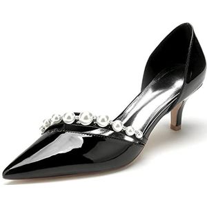 EICOFF Bruidsschoenen voor Dames Gesloten Teen Pumps Hoge Hakken Trouwschoenen Parels Sandalen Slip-op Bruiloft Schoenen voor Jurk Party,zwart,36 EU