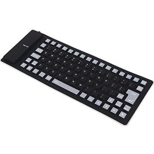 Siliconen Toetsenbord, Opvouwbaar Flexibel Toetsenbord USB Mute Gaming-Toetsenbord, 85 Toetsen, Volledig Afgedicht Ontwerp, Oprolbaar Stil Zacht Toetsenbord, Bedraad USB-siliconentoetsenbord (Zwart)
