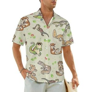 Lente Geckos herenhemden korte mouwen strandshirt Hawaiiaans shirt casual zomer T-shirt 4XL