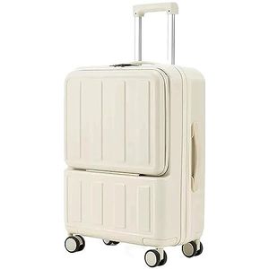Lichtgewicht Koffer Koffers Met USB-oplaadpoort Bagage Uitbreidbaar TSA Cijferslot Bagage Koffer Bagage (Color : White, Size : 20inch)