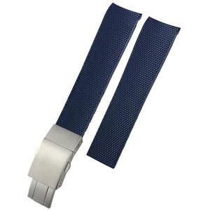 Jeniko Rubberen horlogeband 19 mm 20 mm 21 mm Hoge kwaliteit siliconen band compatibel met Longines Hydroconquest L3 781 782 VHP zwart blauwe horlogearmbanden (Color : Blue, Size : 19MM_NO LOGO)