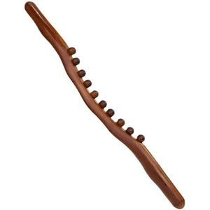 Gua Sha Stick met 35 houten massagekralen, houten massagegereedschap voor lymfedrainage, spierontspanning, nekmassage, rug, buik, benen, armen