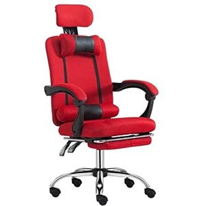 Werkstoel Bureaustoel Directiestoel Computer Stoel Terug Eenvoudige Thuis Stoel Liggende Kantoor Slaapzaal Draaistoel Gaming Stoel Bureaustoel Bureaustoelen Computer Stoel (Color : Rot, Size : With