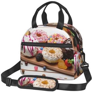 VTCTOASY Houten Board Dessert Print Lunch Bag Vrouwen Mannen Herbruikbare Geïsoleerde Lunch Box Waterdichte Koeltas Voor Picknick Kantoor