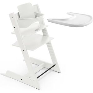Stokke Tripp Trapp kinderstoel (wit) - Incl. Stokke dienblad (wit), Tripp Trapp stoel, en babyset 2 voor kinderen van 6-36 maanden - verstelbaar en ergonomisch