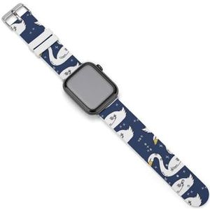 Witte zwaan unisex horlogeband compatibel met IWatch siliconen polsbandjes gezellige vervangende band 38 mm/40 mm