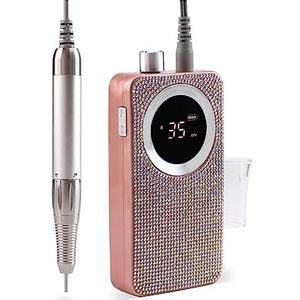 Nagelvijl elektrisch, 35000 RPM elektrische nagelboor, professionele manicuremachine, nagelschuurset, nagelboor, draagbare nagelsalon-polijstapparatuur(Pink)