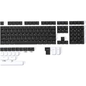 QPSJXN Skyline R2 Keycaps met laag profiel, 127 PBT met dubbele schot voor toetsenborden, zwart en wit (zwart)
