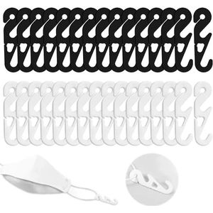 30 stuks oorhaken voor masker, 3 standen verstelbare oorclips, maskerverlenghaken voor oorpijnverlichting, oorbeschermers voor volwassenen en kinderen, zwart, wit