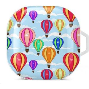 Lucht kleurrijke heteluchtballonnen oortelefoon hoesje compatibel met Galaxy Buds/Buds Pro schokbestendig hoofdtelefoon hoesje wit stijl