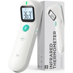 Voorhoofdthermometer, hoge precisie, koortsalarm, stille modus, betere meetervaring, digitale infraroodthermometer, contactloos voor en volwassenen