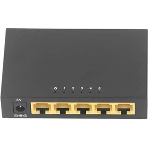 5-poorts 10/100Mbps Fast Ethernet-switch, VLAN-modus Hub-netwerkswitch, Automatische Onderhandeling MDI MDIX RJ45-netwerkswitch, Desktopswitch 5 Poorten, AI-detectie (EU)
