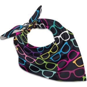 Brillen pop-art patroon vrouwen vierkante zijde gevoel sjaal halsdoek bandana hoofdsjaals zonnebrandcrème sjaal wrap 63,5 cm x 63,5 cm