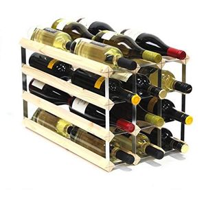 Cranville wine racks Dubbele diepte 24 fles grenenhout en verzinkt metaal wijnrek gemonteerd
