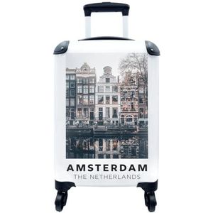 MuchoWow® Koffer - Amsterdam - Nederland - Huizen - Past binnen 55x40x20 cm en 55x35x25 cm - Handbagage - Trolley - Fotokoffer - Cabin Size - Print