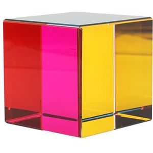 Kleurrijke Optische Glazen Kubus Prisma, RGB Dispersie Prisma, voor Thuis of op Kantoor Desktop Decoratie, Wetenschap Leren Speelgoed Educatieve Geschenken voor Kinderen (50mm)