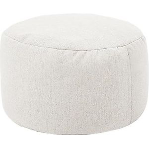 CYMMIYT Ottomaanse ronde kruk D30 cm x H20 cm linnen zitzak Ottomaanse met vulling zitzak poef voetenbank tatami futon bladerdeeg voor woonkamer, slaapkamer (beige wit)