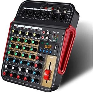 Audio DJ-mixer 6-Kanaals Mixer Outdoor Conferentie USB Bluetooth Reverb processor Zing Live met Sound Card Sound Mixer Podcast-apparatuur
