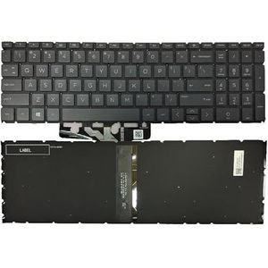 Verlicht Amerikaans toetsenbord voor HP Pavilion 15-EG 15-EH TPN-Q246 TPN-Q245 Engels met achtergrondverlichting(Black)