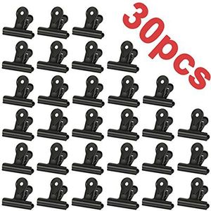 30 stuks kleine bulldog paperclips, multifunctionele clip voor beugels voor foto's, kantoor en keuken (zwart)