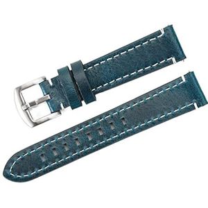 Chlikeyi Horlogebandje van echt leer, Blauw 1, 22 mm
