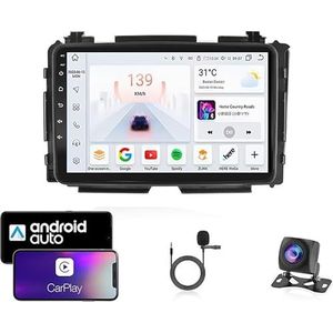 9 Inch Autoradio Compatibel voor Honda Vezel 2015-2017 met GPS Navigatie CarPlay Android Auto Acht-Core 4G Bluetooth WiFi MirrorLink Stuurwiel Afstandsbediening(T5 8 Core 4G+Wifi 6G+128G)