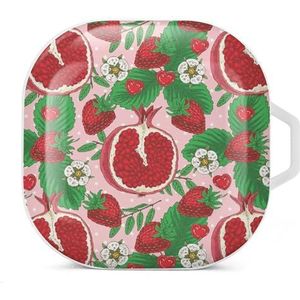 Aardbeien Guave Bloemen Oordopjes Hoesje Compatibel met Samsung Hard Shell Beschermhoes Wit-Stijl