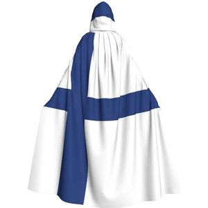Finse vlag dames heren volledige lengte carnaval cape met capuchon cosplay kostuums mantel, 185 cm