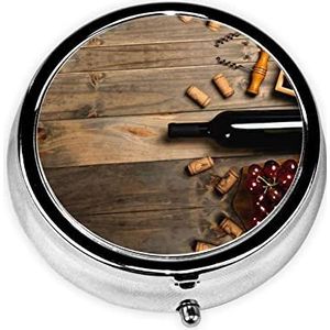 Wijnfles kurken druiven om pillendoosje decoratieve doos pillendoos, twee compartimenten pillendoos