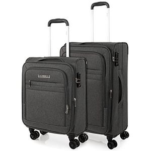 JASLEN - EVA Koffer Set - Soft Koffers Set - Stevige Kofferset 2 Stuks - Suitcase Set. Set van 2 Trolley Koffers (Handbagage Koffer en Middelgrote Koffer). Trolleys Kofferset Delige, Antraciet