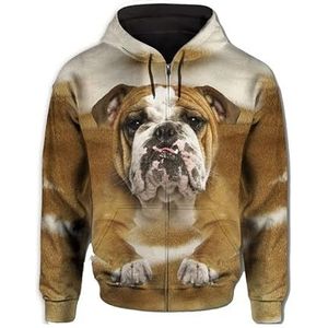 JJCat Heren/Vrouwen met Capuchon Lange Mouw 3D-Print Hondenserie Dobermann Rits Vest Sweatshirts, bruin 4, M