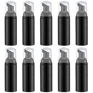 Reisformaat helder lege fles 60 ml schuimpomp fles navulbare container kleine zeepdispenser mini schuimende plastic pompfles voor shampoo (10 stuks,Zwart)