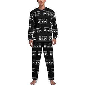 Kies je wapen video game controller zachte heren pyjama set comfortabele lange mouwen loungewear top en broek geschenken M