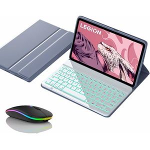 Toetsenbordhoes voor Lenovo Tab P11 5G / P11 Plus 11"" 2021 (TB-J606F/J607/J606L/J616F), Magnetisch Afneembaar Draadloos Achtergrondverlichting Toetsenbord met Bluetooth Muis,Purper
