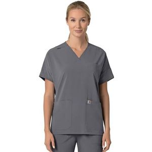 Carhartt Dames oversized V-hals scrub top, tin, XS