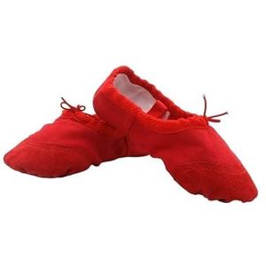 Balletschoenen, Platte canvas balletschoenen, Balletoefeningschoenen met zachte zool, Gymnastiekschoenen for dames, Balletoefening (Color : Red, Size : 41)