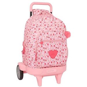 Safta VMB IN Bloom Grote rugzak met wielen, compact, afneembaar, ideaal voor kinderen van verschillende leeftijden, comfortabel en veelzijdig, kwaliteit en duurzaamheid, 33 x 22 x 45 cm, roze, roze,