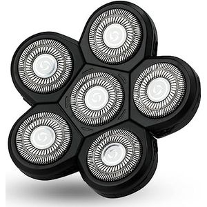 Reservemeskop voor kaal scheerapparaat voor heren, scheerkop met 6 scheerkoppen, scheerkoppen voor scheerapparaten voor kale scheerapparaten heren, nat en droog scheerkoppen (6 koppen)