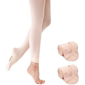 Balletpanty voor meisjes, dames, 90D, converteerbare balletpanty, zachte dansvoetpanty met gaten, Roze-2 paar, S