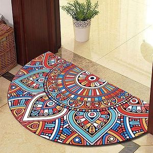 Guest Ruyunlai Halve cirkel tapijt voor gepersonaliseerde deurmatten entree deur welkom binnen matten rond buiten buiten binnen tapijt voor achterdeur gekleurde bloemen 100x180cm