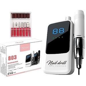 Elektrische nagelboor, 35000 RPM Nagelboormachine, Oplaadbare Elektrische Nagelpolijstmachine, Draagbaar LCD-scherm Nagelschuurmachine Professionele Manicuremachine Gemakkelijk te gebruiken, voor acry
