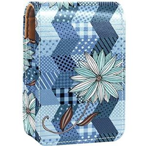 Lipgloss Houder Lipstick Case Draagbare Mini Lipstick Opbergdoos Reizen Lipstick Organizer Case met Spiegel voor Vrouwen Kleurrijke Bloem Streep Patroon, Meerkleurig, 9.5x2x7 cm/3.7x0.8x2.7 in