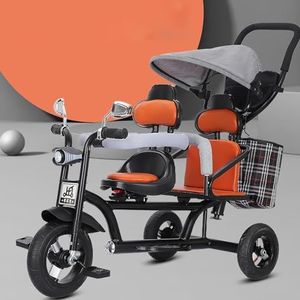 Driewieler Wandelwagen met Duwstok, 4 in 1 Kids Tandem Driewieler met Afneembare Luifel en Opbergtas Muzikale Lichten, Driewieler, voor Peuter Kinderen 1-6 jaar oud (Size : B)